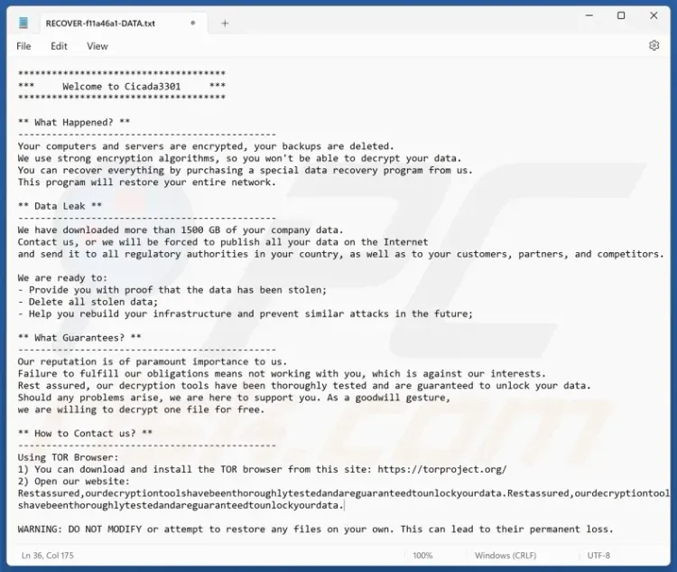 Jasa Recovery Ransomware Cicada3301